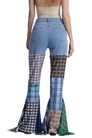 Kare Desenli Fırfır Detaylı Deconstruct Pantolon