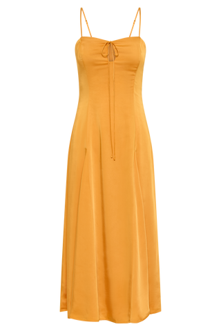 Luciana Saten Midi Elbise - Mandalina