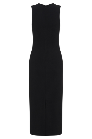 Frida Krep Midi Elbise - Siyah