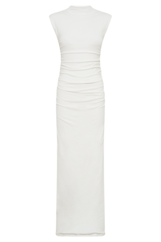 Elliot Yüksek Yaka Kolsuz Maxi Elbise - Beyaz