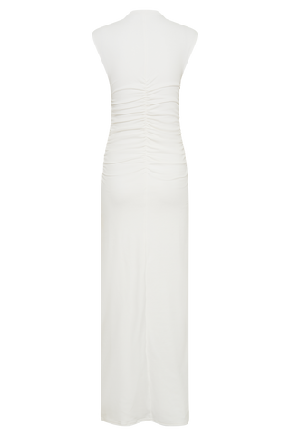 Elliot Yüksek Yaka Kolsuz Maxi Elbise - Beyaz
