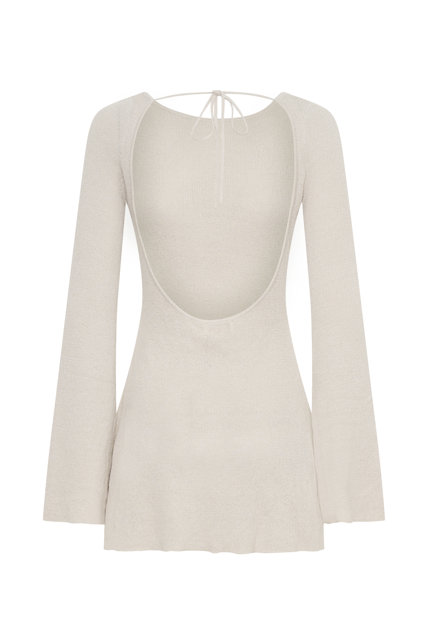 Zahra Uzun Kol Sırtı Açık Mini Triko Elbise - Gri