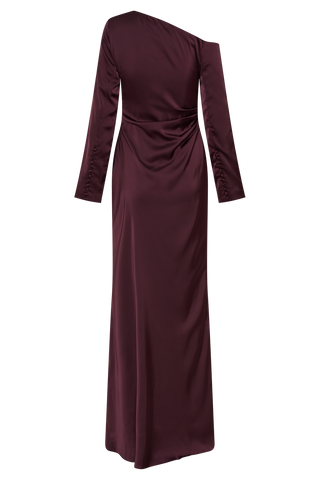 Avery Uzun Kollu Maxi Elbise - Mürdüm