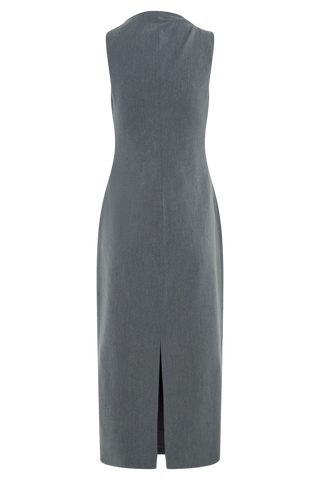 Taylor Drapeli Krep Midi Elbise - Kömür Marle