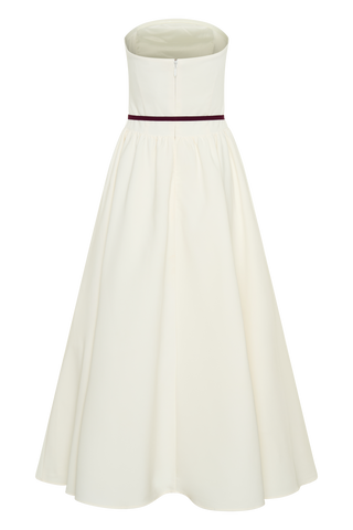 Penny Straplez Kontrast Midi Elbise - Fildişi Ve Bordo