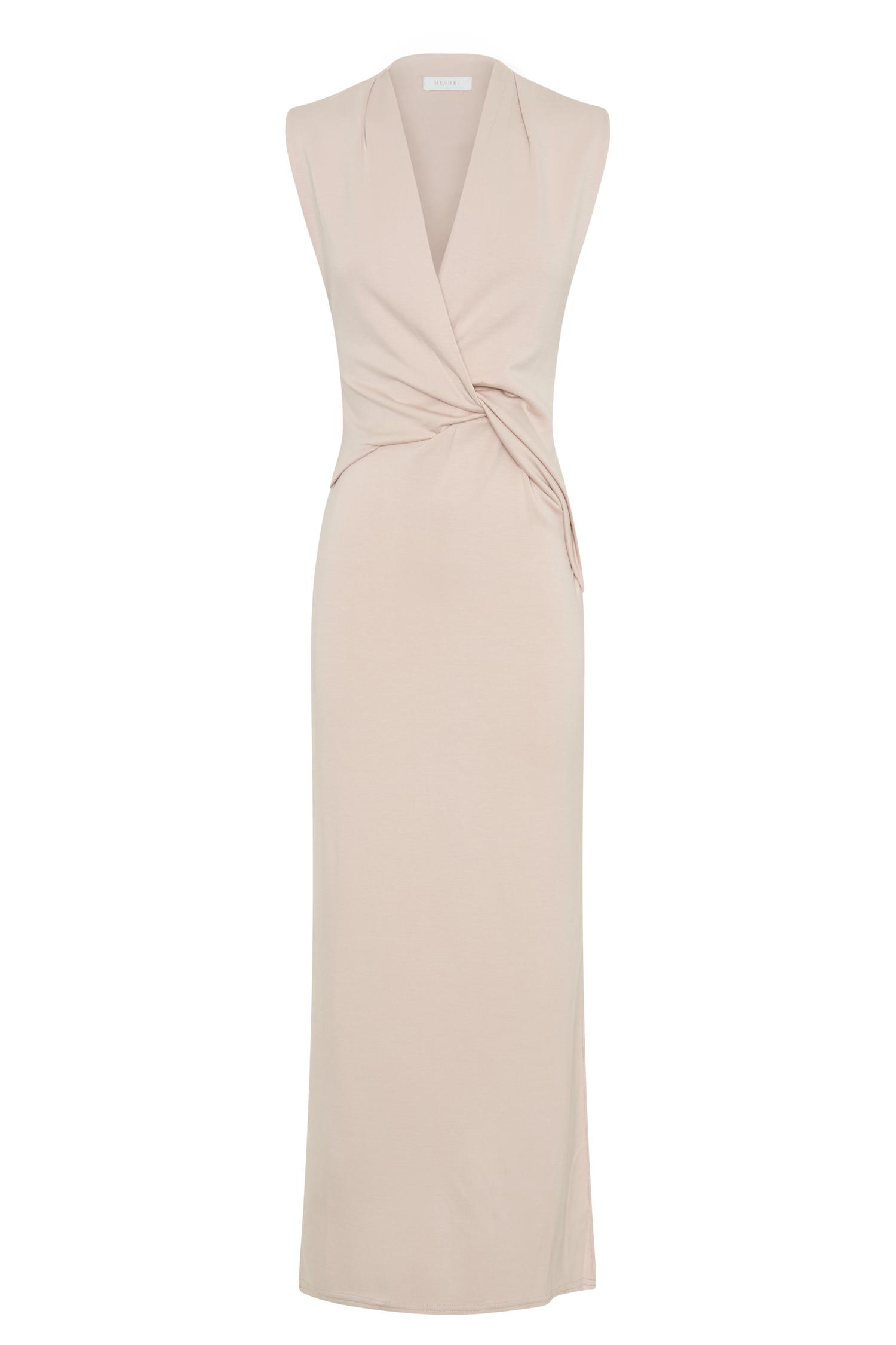 Lorelei Krep Twist Midi Elbise - Taupe