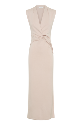 Lorelei Krep Twist Midi Elbise - Taupe
