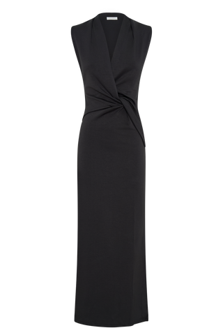 Lorelei Krep Twist Midi Elbise - Koyu Kömür