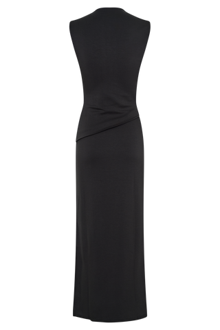 Lorelei Krep Twist Midi Elbise - Koyu Kömür