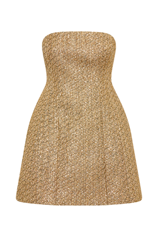 Gala Straplez Tüvit Mini Elbise - Gold