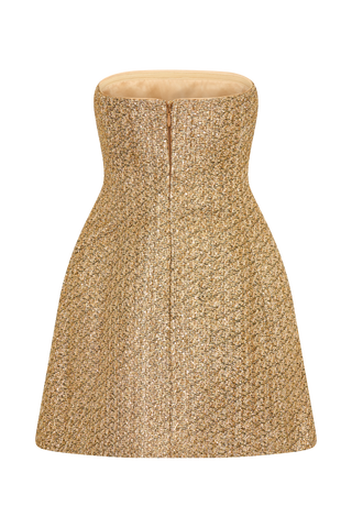 Gala Straplez Tüvit Mini Elbise - Gold