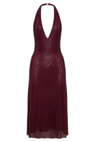 Genie Diamante Boyundan Bağlamalı Midi Elbise - Maun