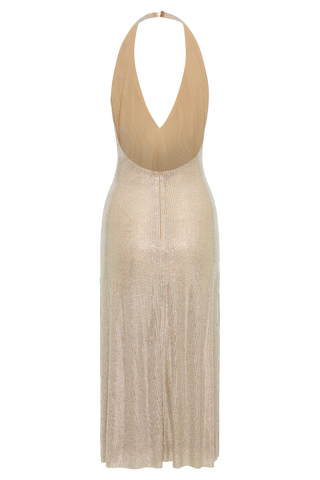 Genie Diamante Boyundan Bağlamalı Midi Elbise - Ten Rengi