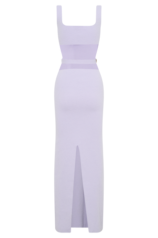 Alysanne Kesikli Örgü Uzun Elbise - Lila