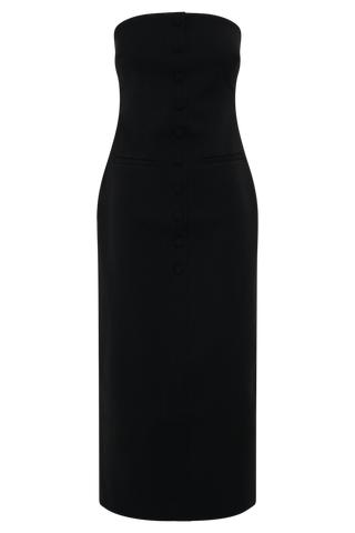 Susan Straplez Midi Elbise - Siyah