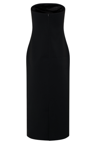 Susan Straplez Midi Elbise - Siyah