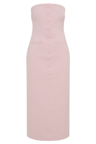 Sussan Straplez Midi Elbise - Pudra