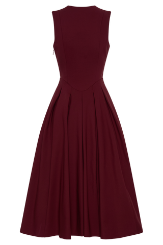Keely Pamuklu Kolsuz Midi Elbise - Şarap