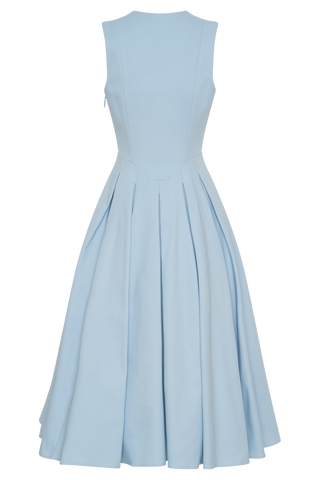 Keely Pamuklu Kolsuz Midi Elbise - Gök Mavisi