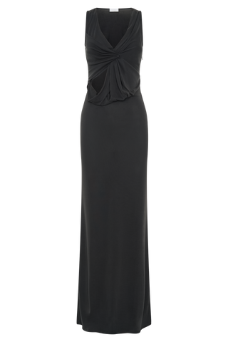 Kassidy Şeftali Jarse Uzun Elbise - Siyah