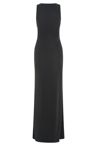 Kassidy Şeftali Jarse Uzun Elbise - Siyah