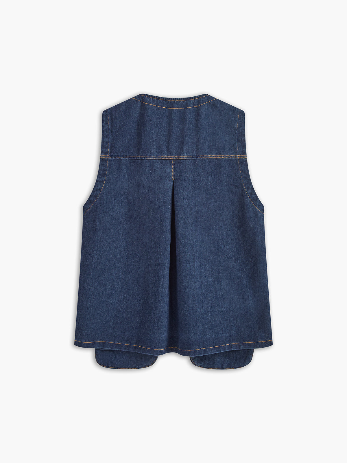 Kravat Yaka Cepli Pileli Denim Uzun Üst