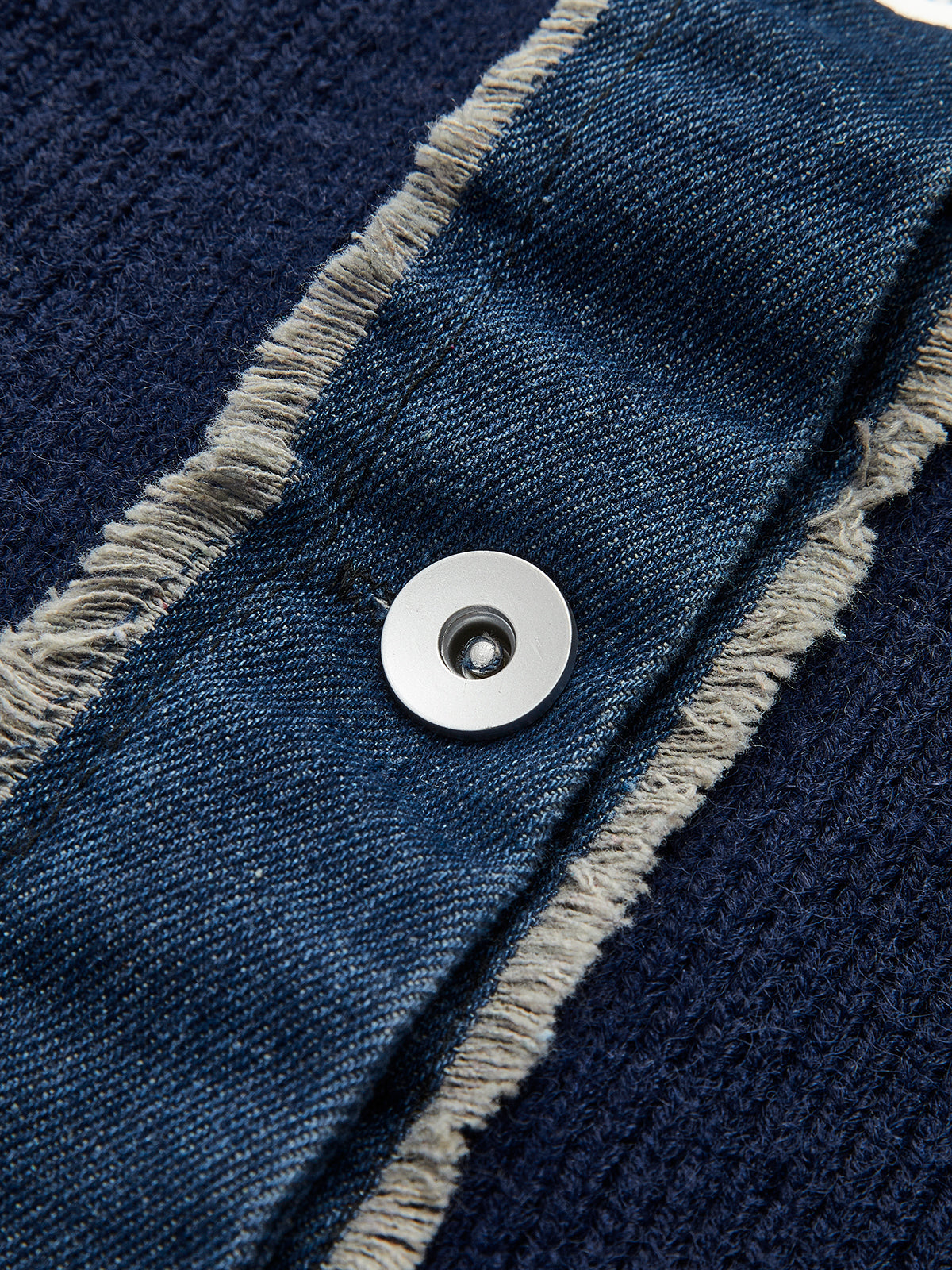 Pencere Yaka Esnek Düğmeli Triko Üst