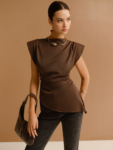 Kap Kol Asimetrik Etek Skinny T-Shirt