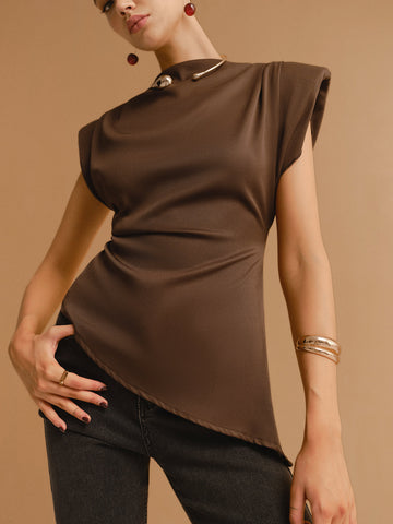 Kap Kol Asimetrik Etek Skinny T-Shirt