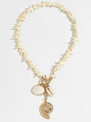 Şık Deniz Yıldızı ve Kabuk Kolye Boncuklu Necklace