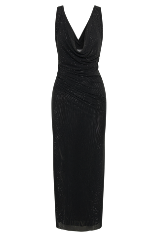 Laney Hot Fix File Kapüşonlu Maxi Elbise - Siyah