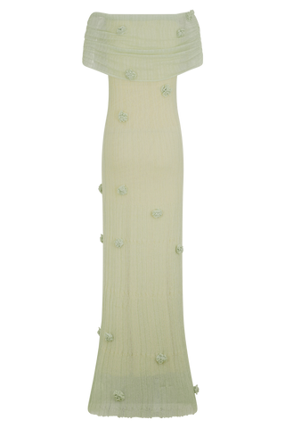 Brynn Orkide Örgü Maxi Elbise - Pastel Yeşil