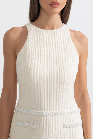 Zarif Kolsuz Dokulu Mini Elbise