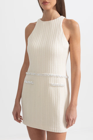 Zarif Kolsuz Dokulu Mini Elbise