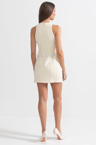 Zarif Kolsuz Dokulu Mini Elbise