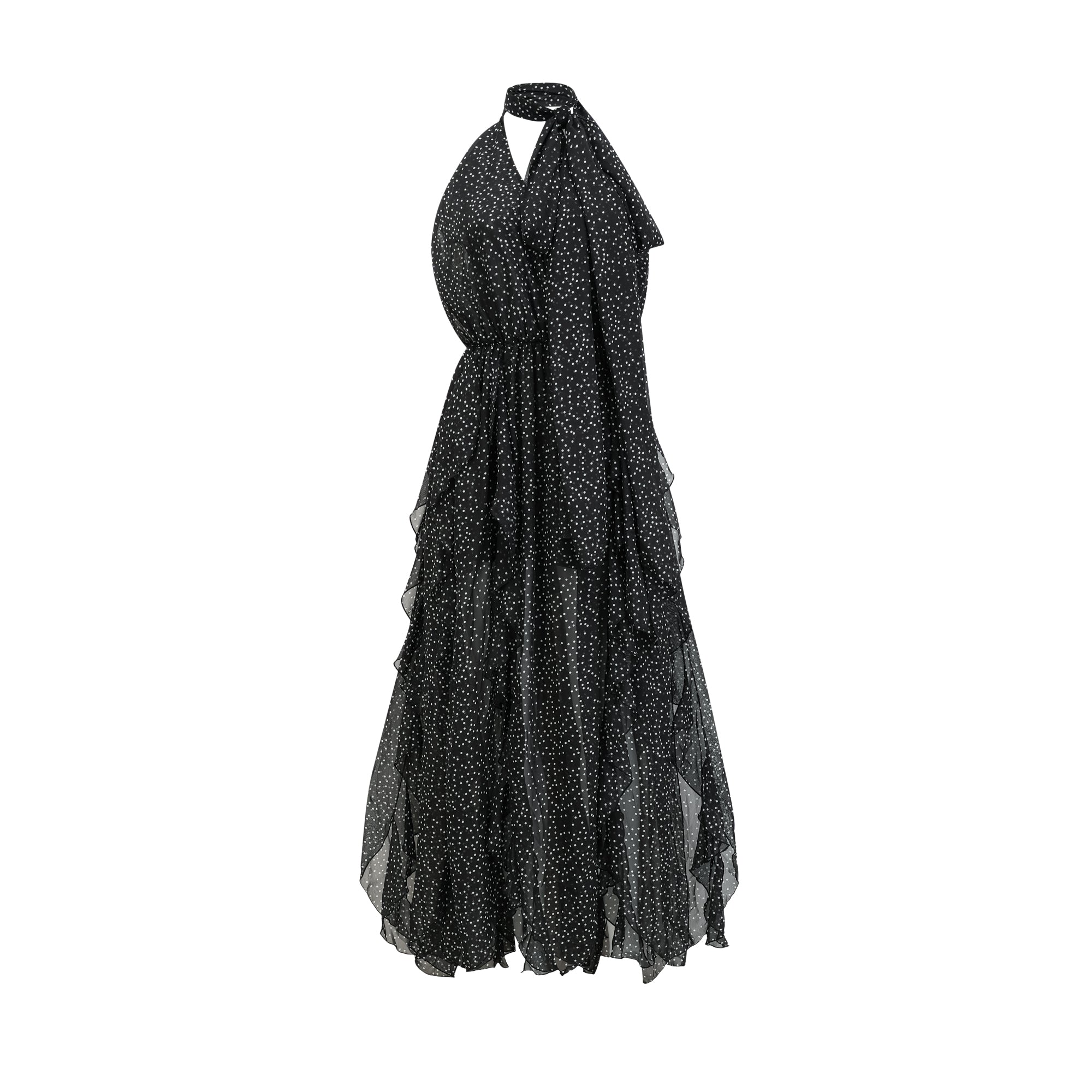 Yvette puantiye maksi elbise