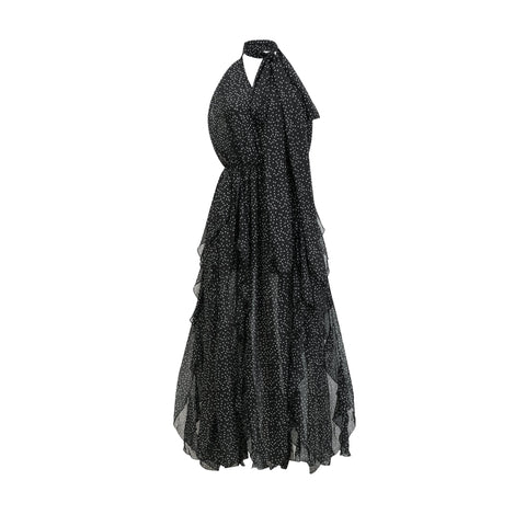 Yvette puantiye maksi elbise