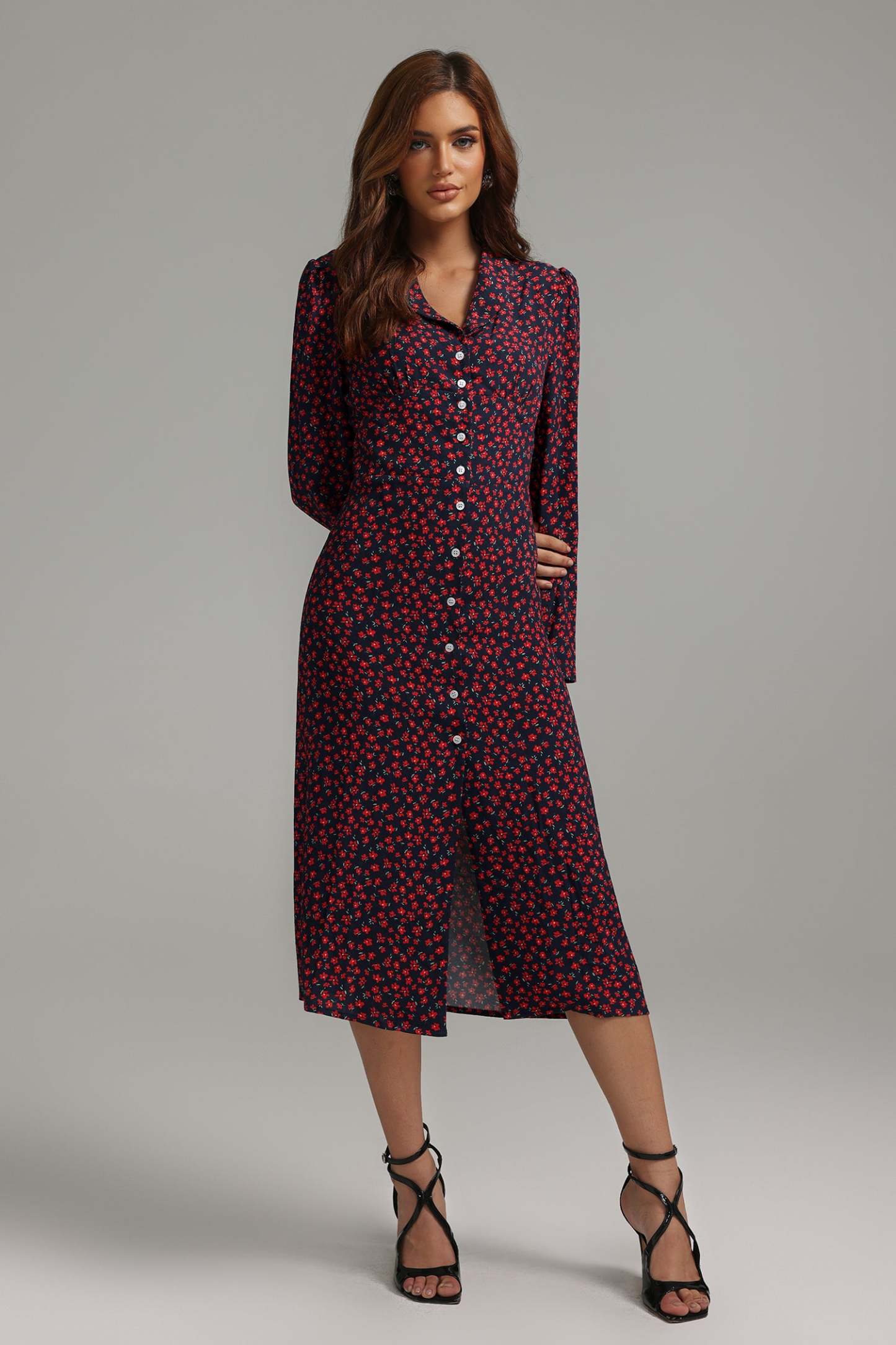 Delly Çiçek Desenli Midi Elbise