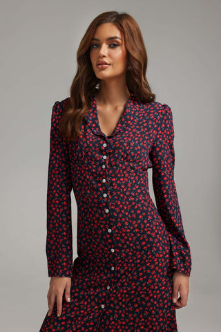 Delly Çiçek Desenli Midi Elbise