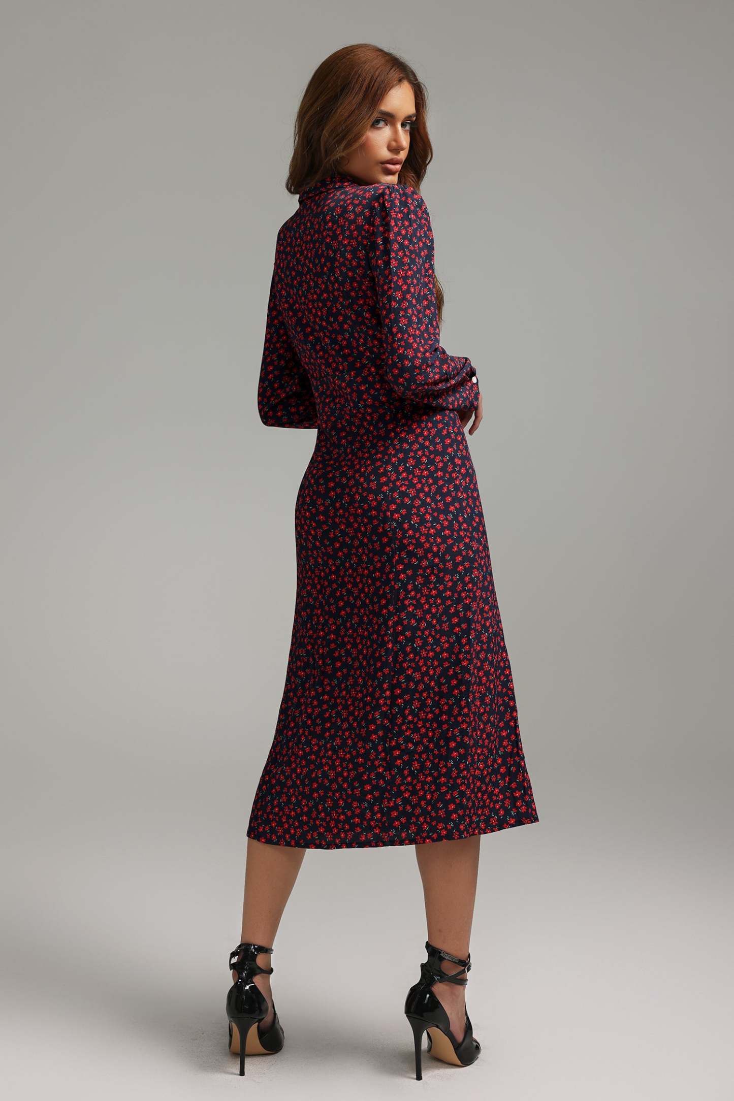 Delly Çiçek Desenli Midi Elbise