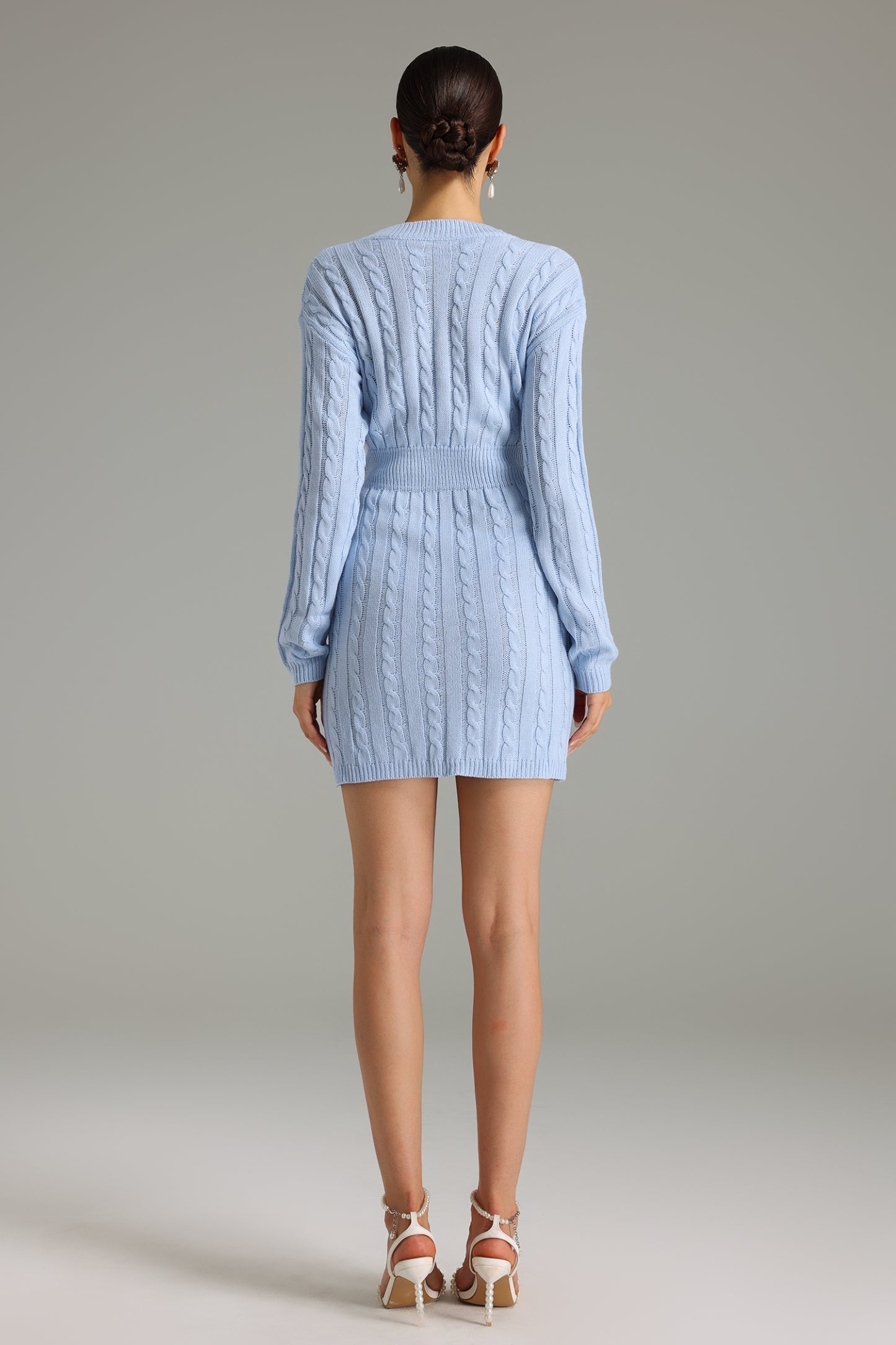 Donna V Yaka Örgü Mini Elbise