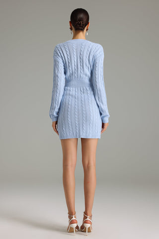 Donna V Yaka Örgü Mini Elbise