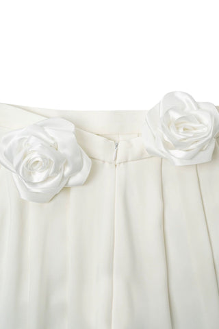 Çiçek Desenli Büzgülü Pantolon