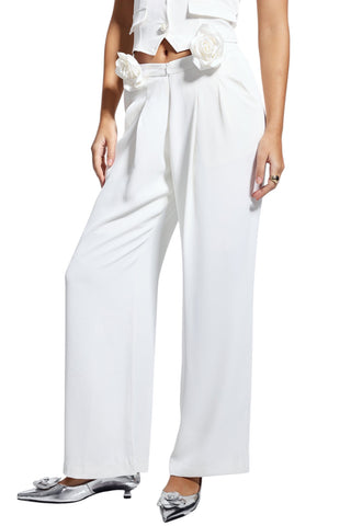 Çiçek Desenli Büzgülü Pantolon