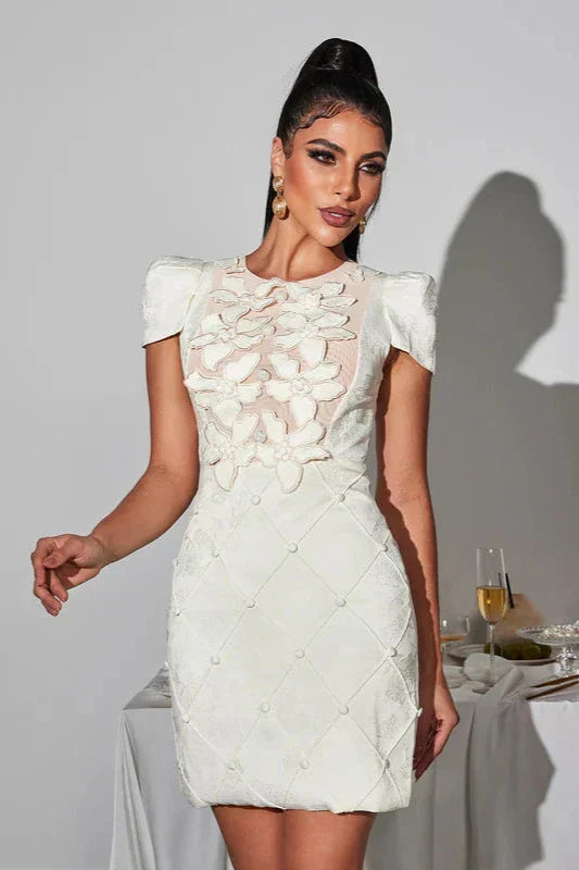 Ephigenie Çiçek İnci Mini Elbise