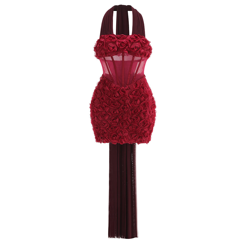 Olympia Korse Gül Mini Elbise