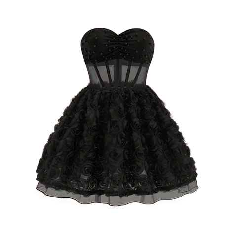 Rachel Siyah Bloom Korse Mini Elbise