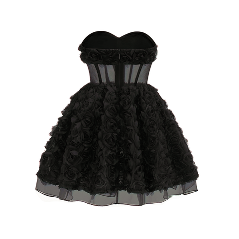 Rachel Siyah Bloom Korse Mini Elbise