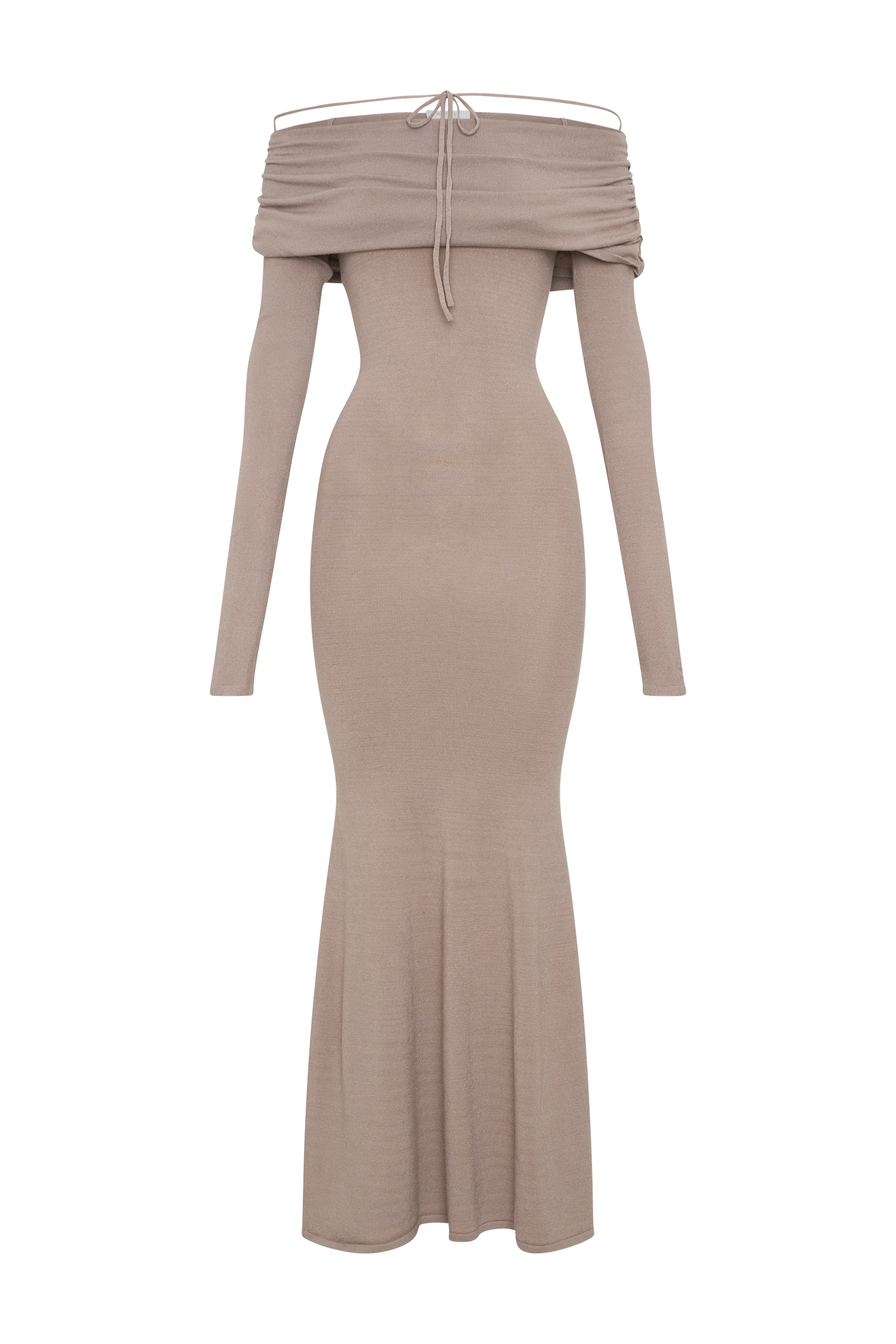 Georgiana Düşük Omuzlu Triko Midi Elbise - Stone Marle