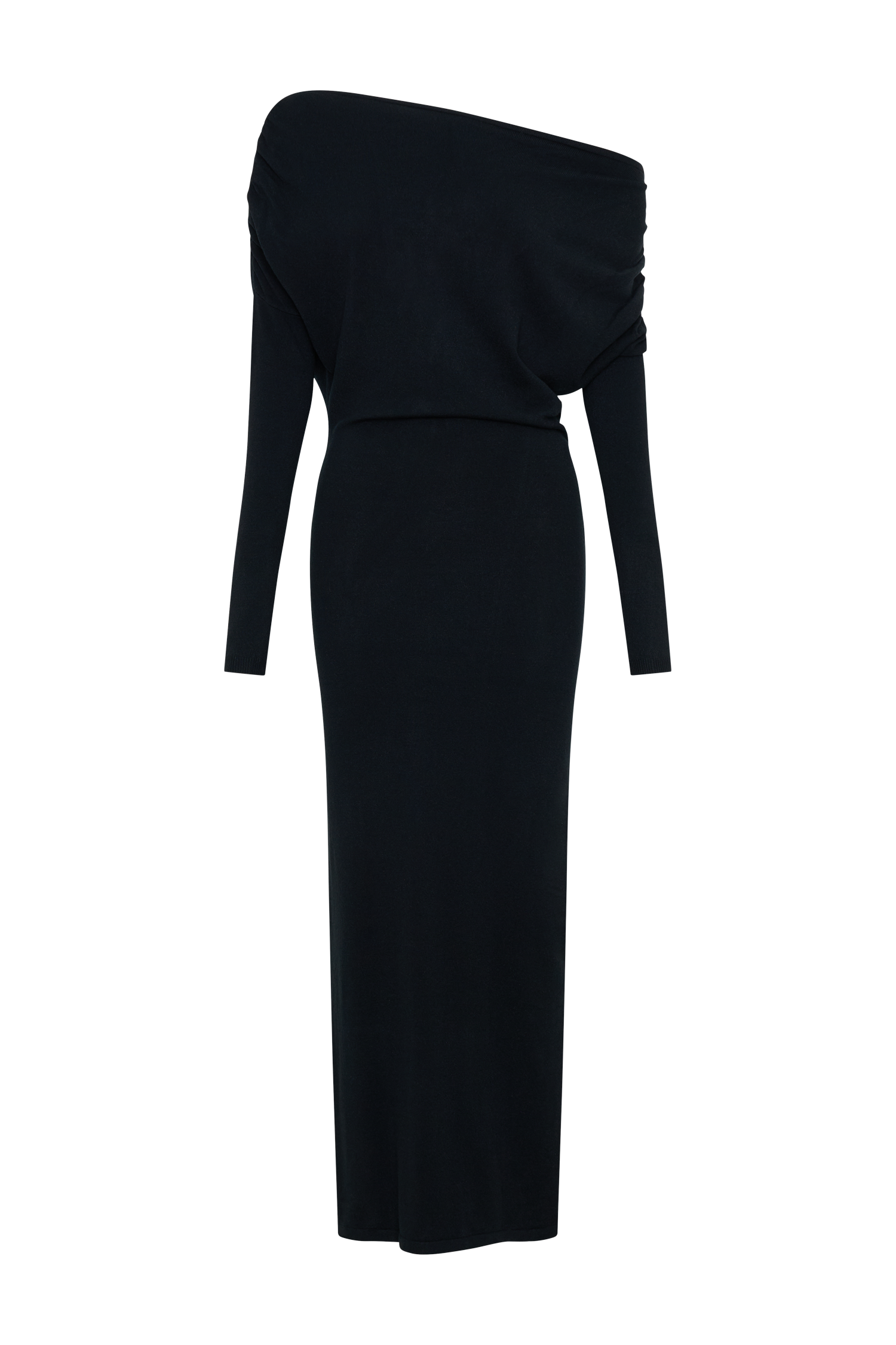 Jessie Dekolteli Örgü Midi Elbise - Siyah